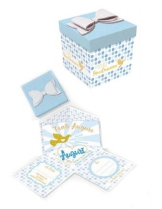 BIGLIETTO SCATOLA SORPRESA EFFETTO EXPLOSION COMUNIONE BIMBO 11X11 CM