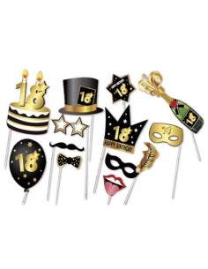 ACCESSORI PER FOTO SIMPATICHE SU STECCO IN CARTONCINO 18 ANNI 12 PZ 2