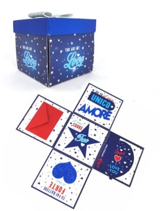 BIGLIETTO SCATOLA EFFETTO SORPRESA YOU ARE MY LOVE BLU 11X11 CM 2