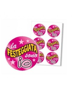 BOLLINI PER COCCARDA PERSONALIZZABILE LA FESTEGGIATA SONO IO 6PZ 2