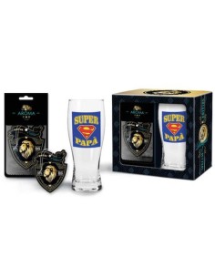 BICCHIERI BIRRA CON PROFUMATORE AUTO SUPER PAPA' 500 ML