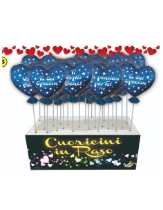 CUORE BLU IN RASO CON BASTONCINO SCRITTA TU SEI SPECIALE 1 PZ 10 CM
