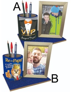 PORTAFOTO IN LEGNO CON PORTAPENNE PAPA' VIP 10X15 CM