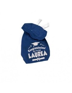 SACCO VELLUTO LAUREA BLU 34CM