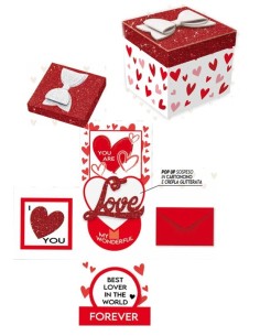 SCATOLA BIGLIETTO POP UP CON COPERCHIO GLITTER BIANCA 11X11 CM