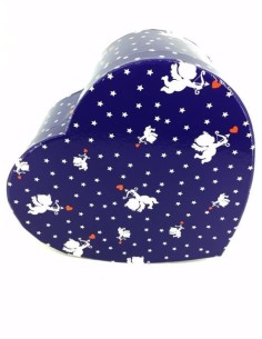 SCATOLA REGALO CUORE LUCIDA CUPIDO BLU CON STELLE BIANCHE 24X24X10,5H