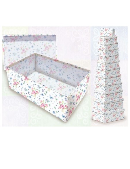 SCATOLA REGALO RETTANGOLARE BIANCA FIORI 14X9X5H