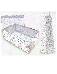 SCATOLA REGALO RETTANGOLARE BIANCA FIORI 26X16X10H