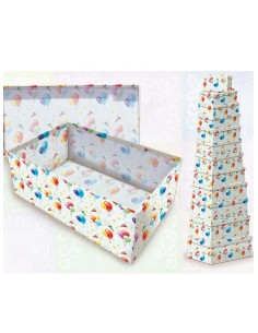 SCATOLA REGALO RETTANGOLARE BIANCA PALLONCINI 19X11X7H